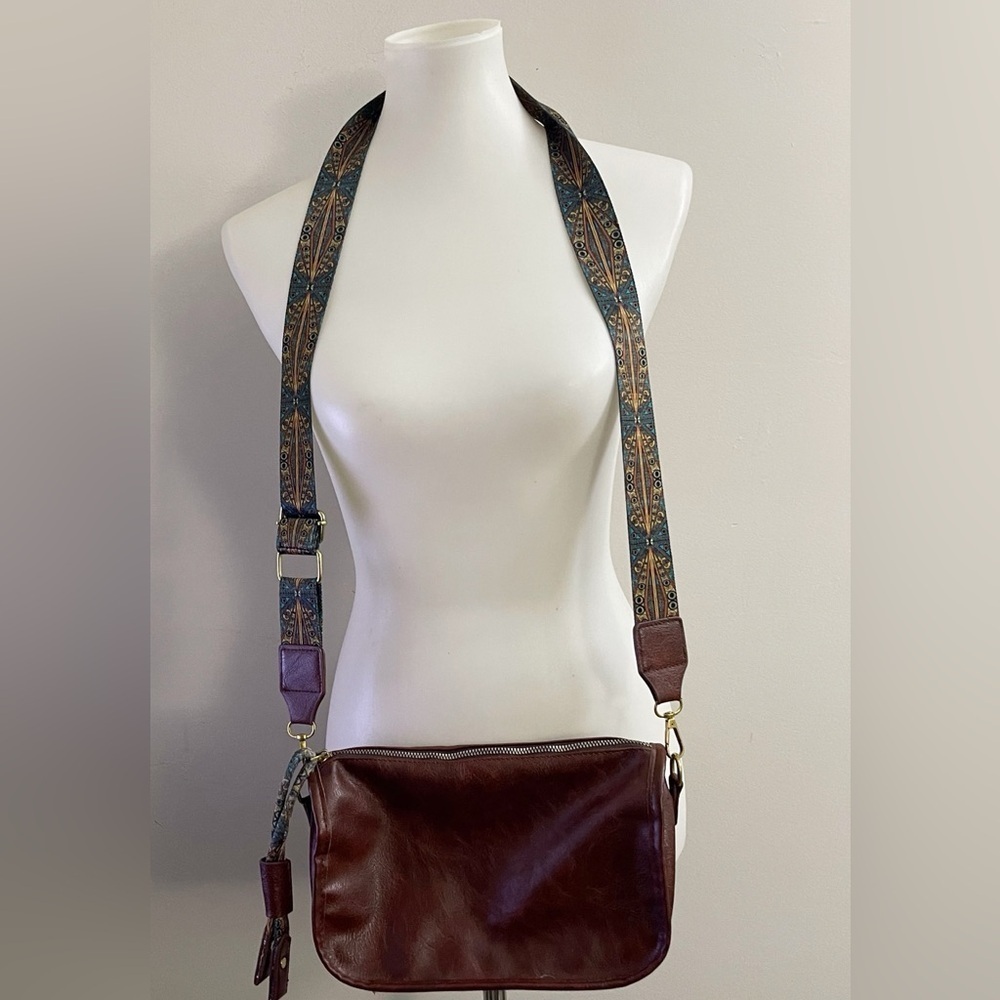 Brown Faux Leather Boho Chic Crossbody Bag Casual Western Aztec